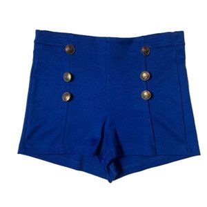 Noble U Blue High Waist Button Front Shorts